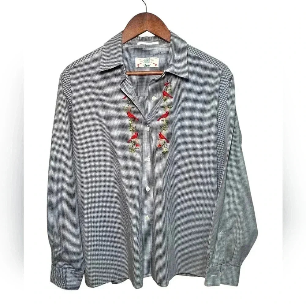 Orvis Gingham Cardinal Embroidered Button-Down Shirt